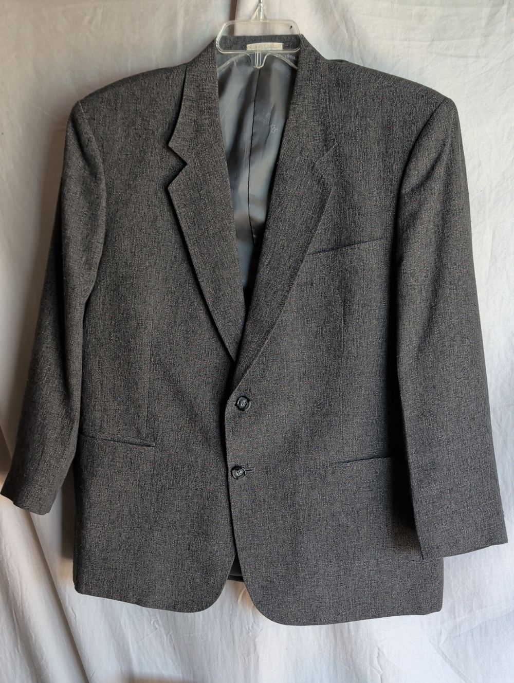 Men's Classic Gray Wool  Blazer - Tailored Two-Button Jacket Career Business